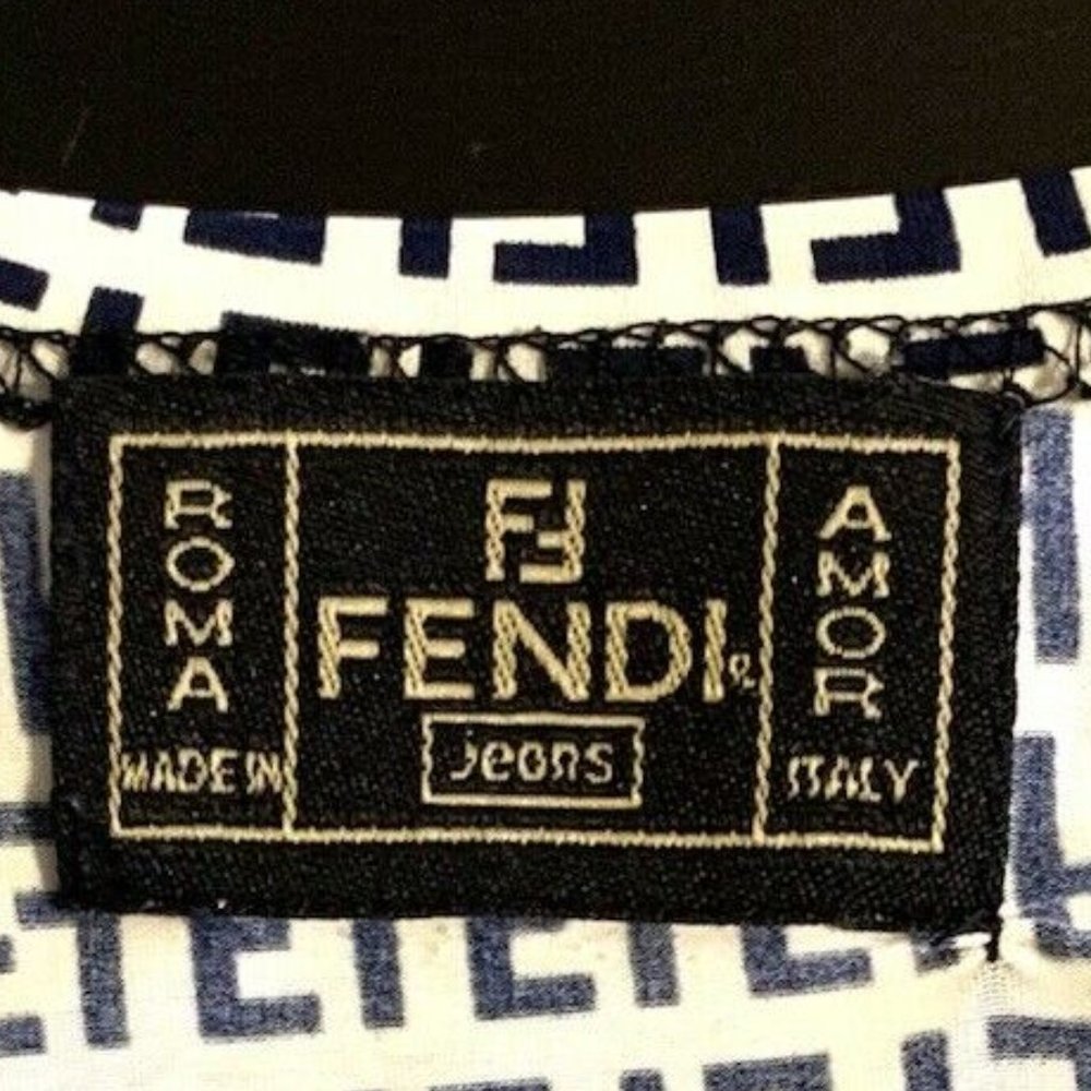 FENDI MONOGRAM SHIRT NAVY/WHITE SIZE S - Picture 2 of 9
